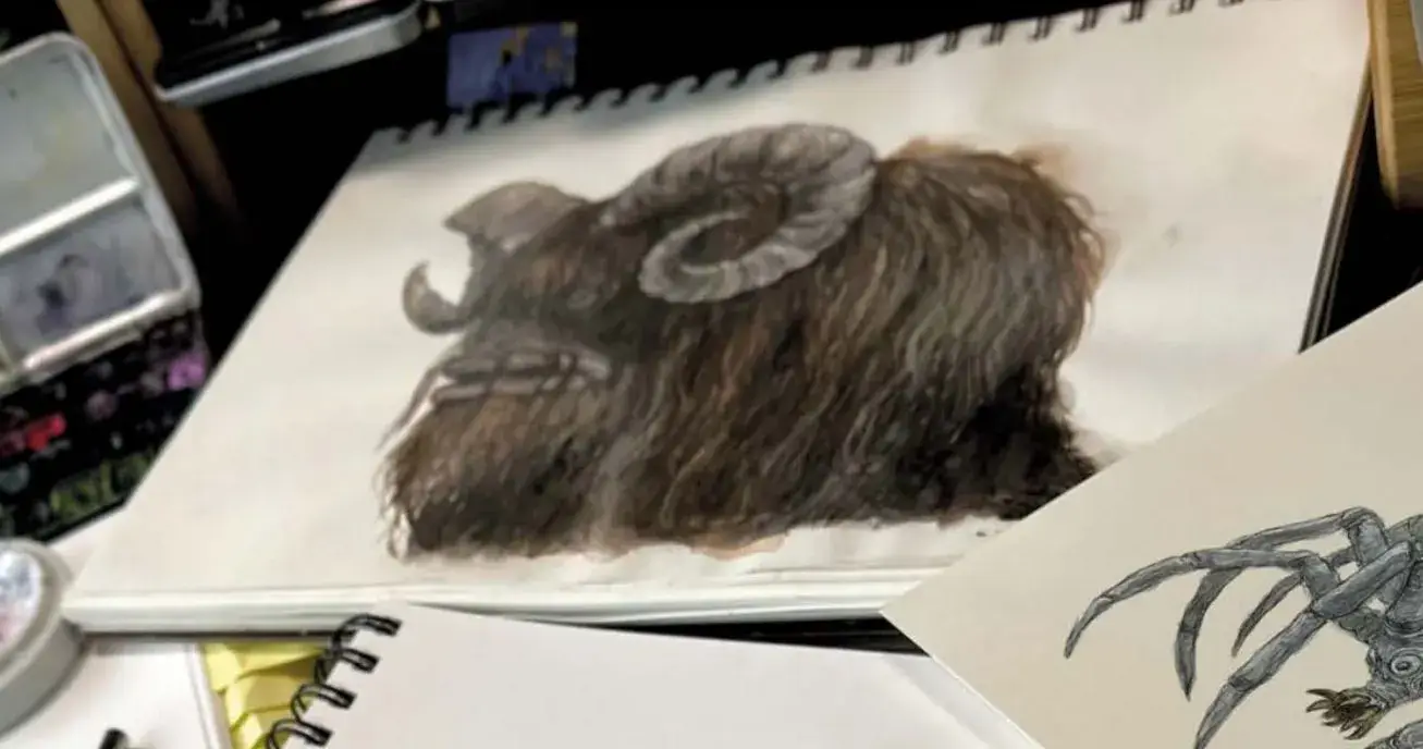 Bozza di disegno di un Bantha per la guida Star Wars Bestiary